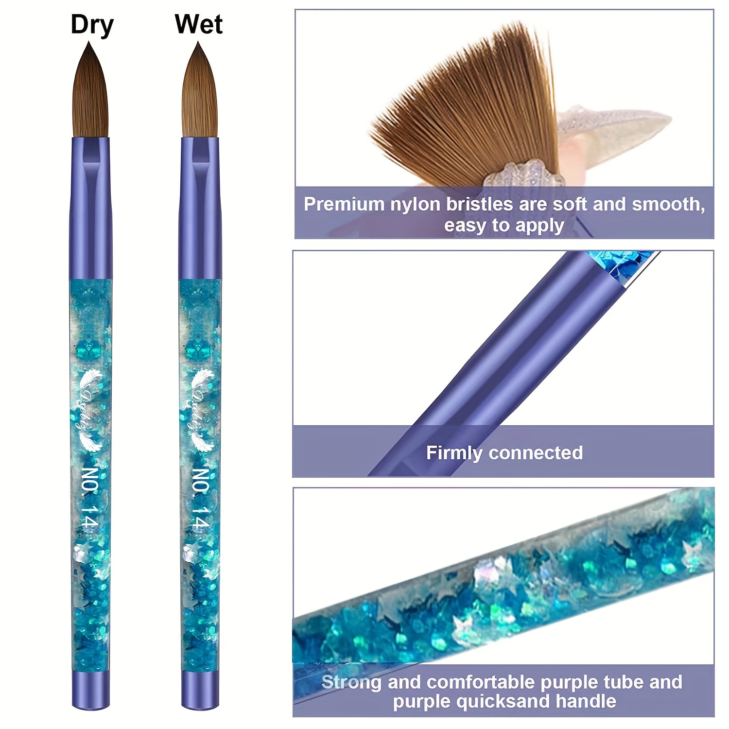 Acrylic Nail Brush Set Size 8/10/14 Acrylic Nail Brushes For