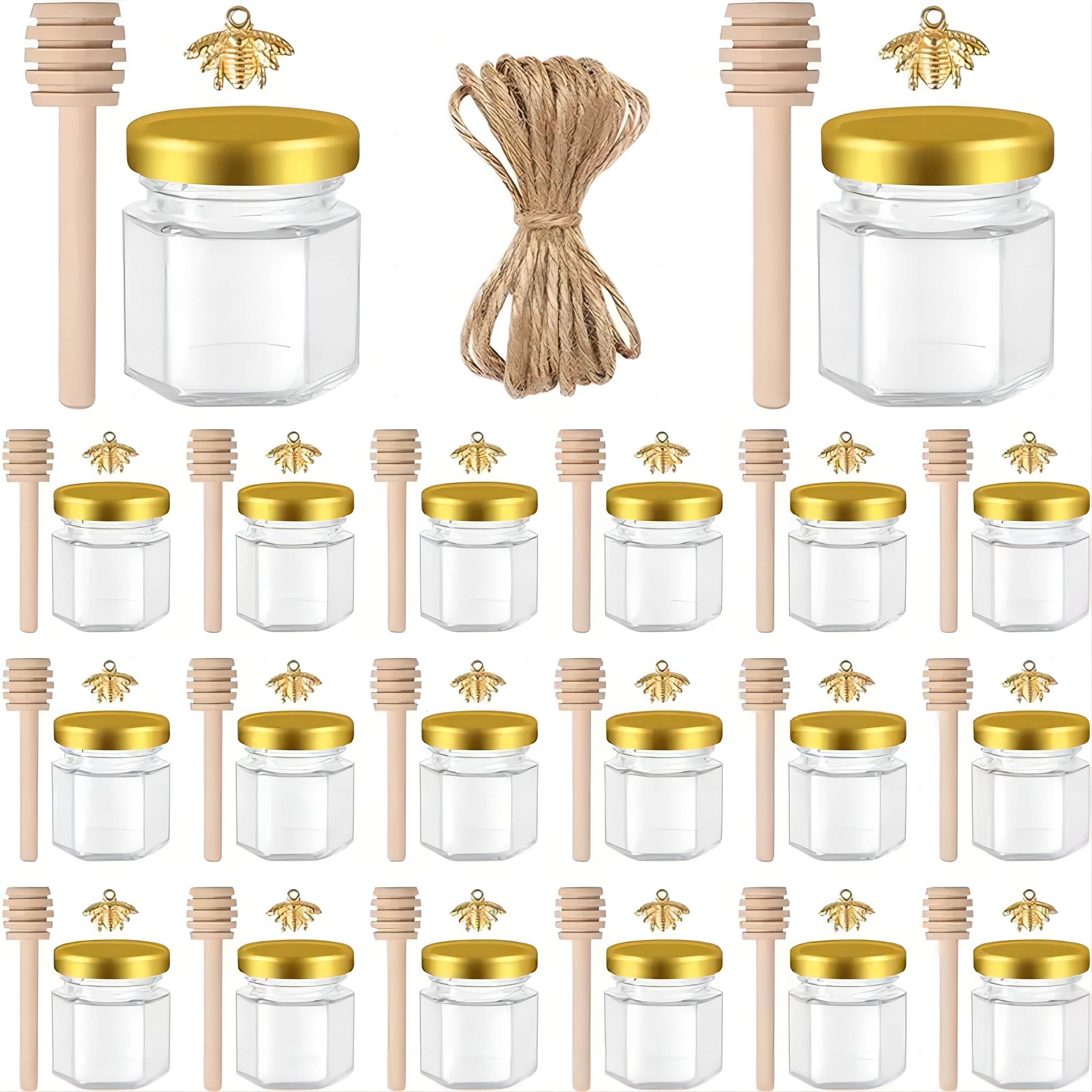  Juego de 24 tarros para miel de boda personalizados – Mini tarro  de miel favores : Hogar y Cocina