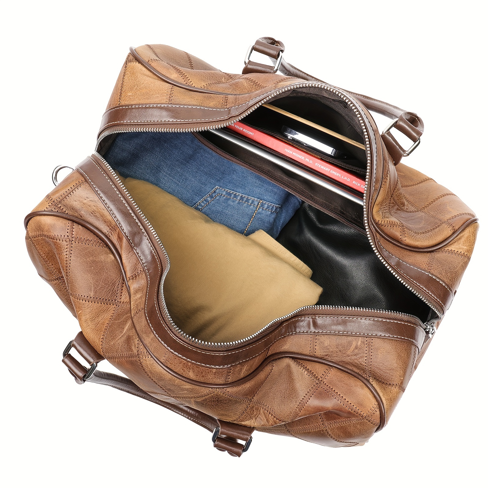 Bolso De Viaje De Piel Auténtica Para Hombre, Bolsa De Equipaje De