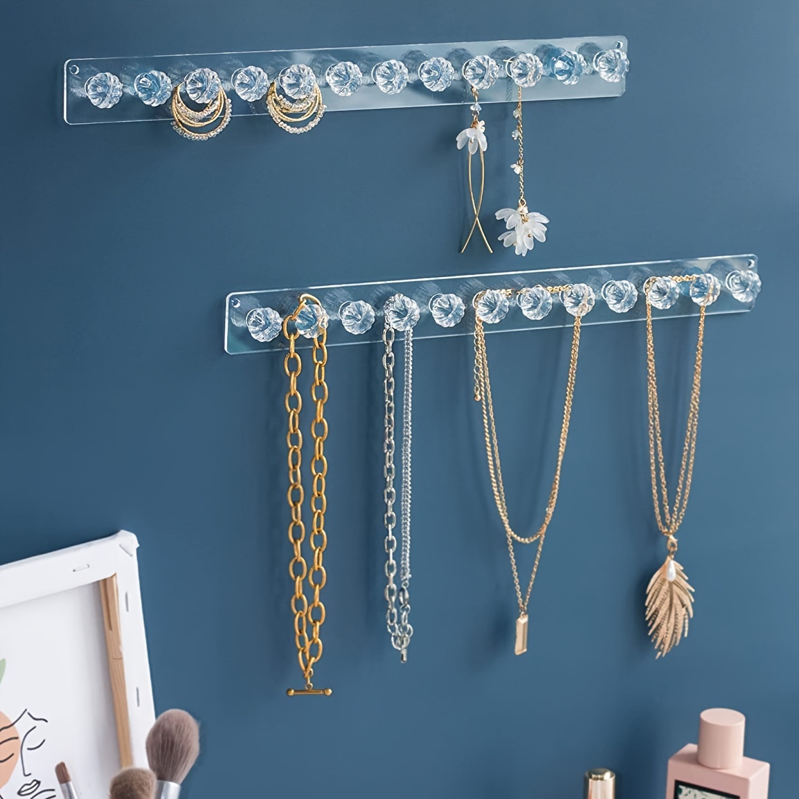 Acrylic Jewelry Organizer 13 Hooks Wall Hanging Crystal - Temu