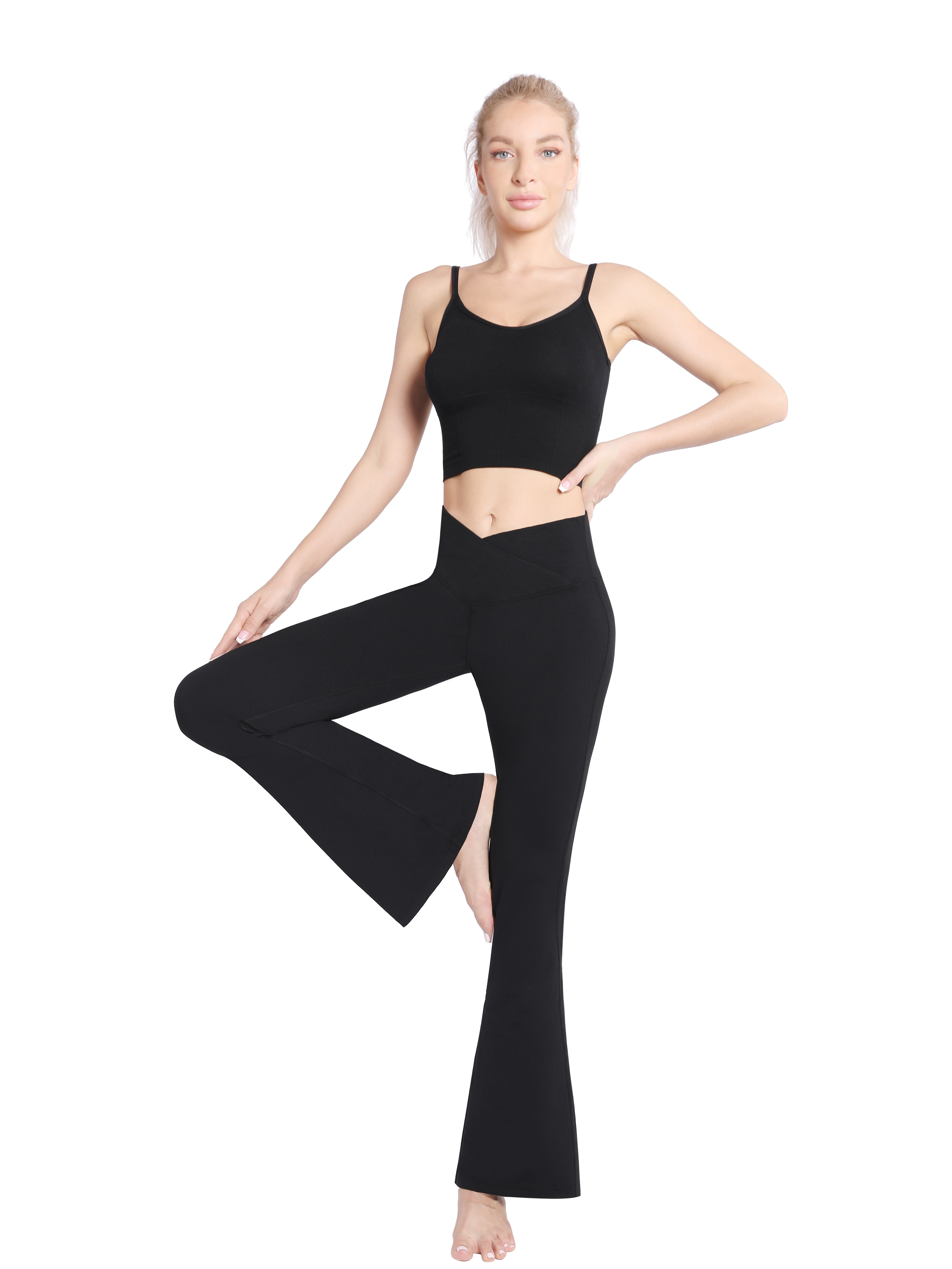 Women's High Waist Flared Leggings Soft Comfy Yoga Pants - Temu