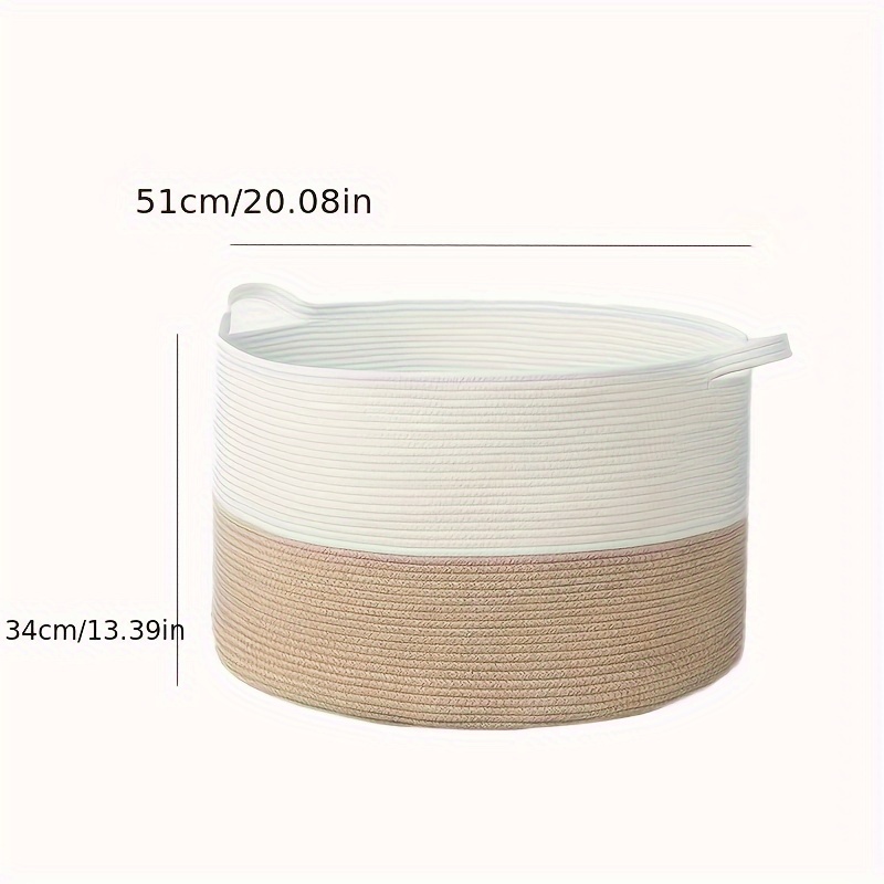 1pc Rope Woven Storage Basket, Handmade Woven Storage Hamper, Large Capacity Laundry Basket, Multifunctional Storage Basket, Home Decor, Bathroom Bedroom Laundry Room Dorm Accessories