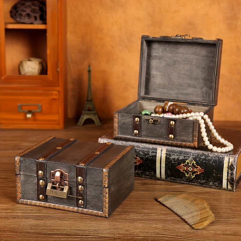 Wooden Storage Box Vintage Jewelry Box Large Capacity - Temu