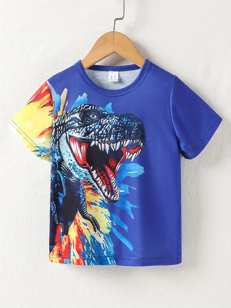 Camiseta con estampado de dinosaurio de manga corta para bebés y