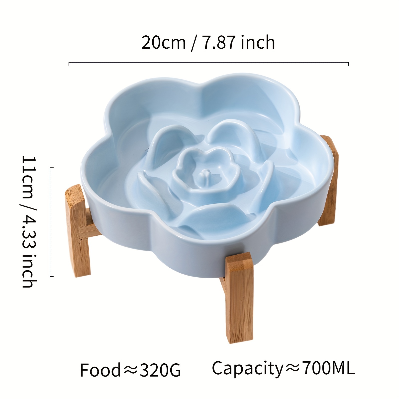 Elevated Cat Bowl, Ceramic Slow Feeder Cat Puzzle Food Bowl Water Bowl With  Wooden Stand, Anti-choking Raised Dog Cat Basin To Slow Down Eating - Temu