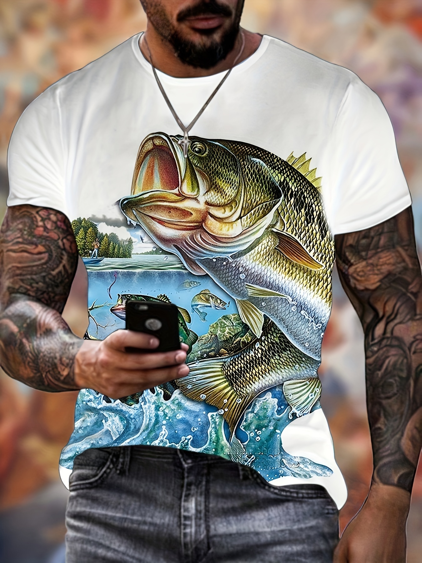 Men's Fishing T shirt 3d Digital Print Active Stretch Short - Temu  Philippines