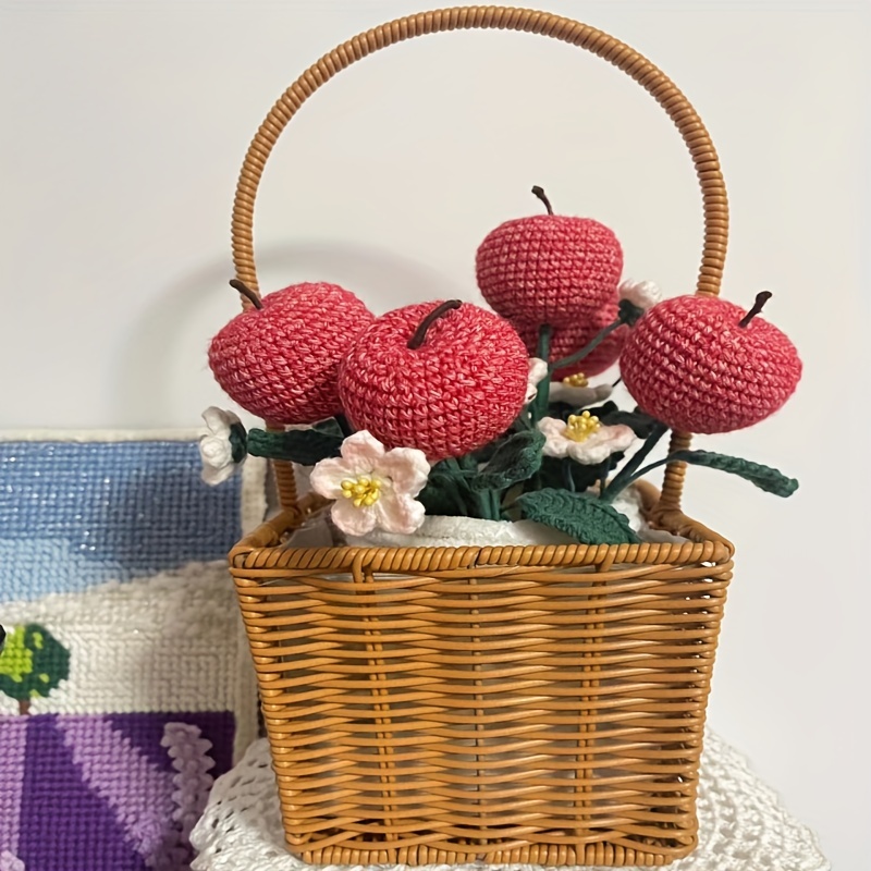 Paquete de 2 canastas de mimbre para niña de flores, tejidas a mano con  asa, pequeñas cestas de borla de ratán con decoración de flores de seda  (azul)