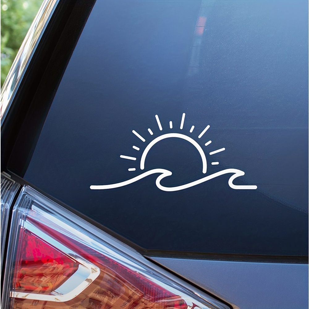 Beach-Ready Car Accessories: Sun & Wave Vinyl Stickers for Your Bumper,  Truck, or Notebook!