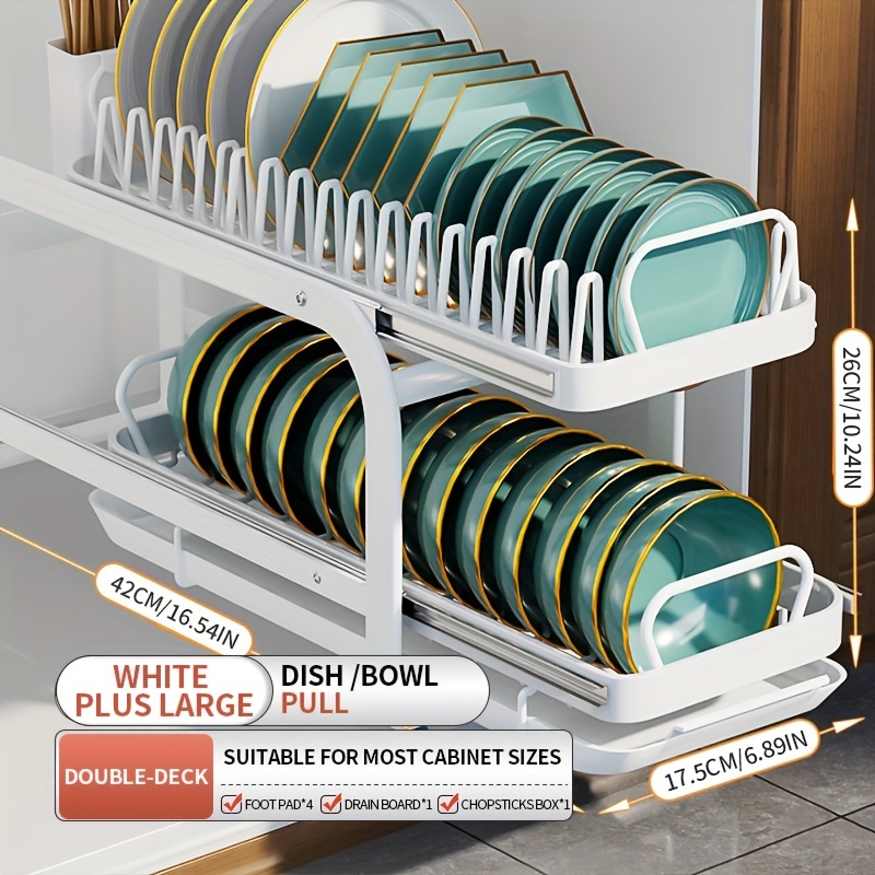 Kitchen Dish Rack Double Dishware Storage Box with Cover Dish Rack