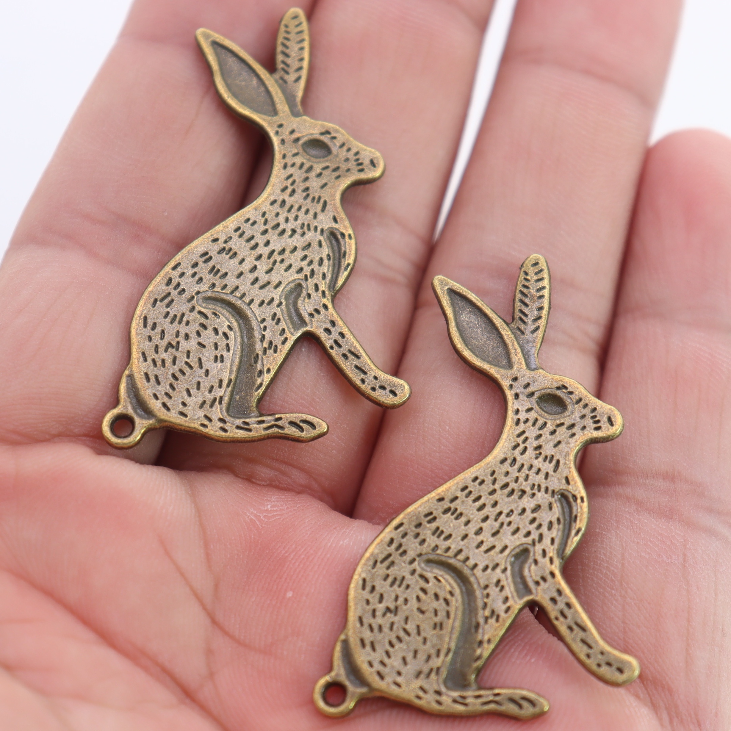16pcs antique alloy rabbit shaped double hole pendants diy Temu