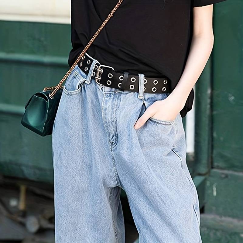 Cintura Stile Punk In Pelle PU E Lega – 1 Pezzo, Nero, Circonferenza Vita 70-99 Cm – Accessorio Moda Donna