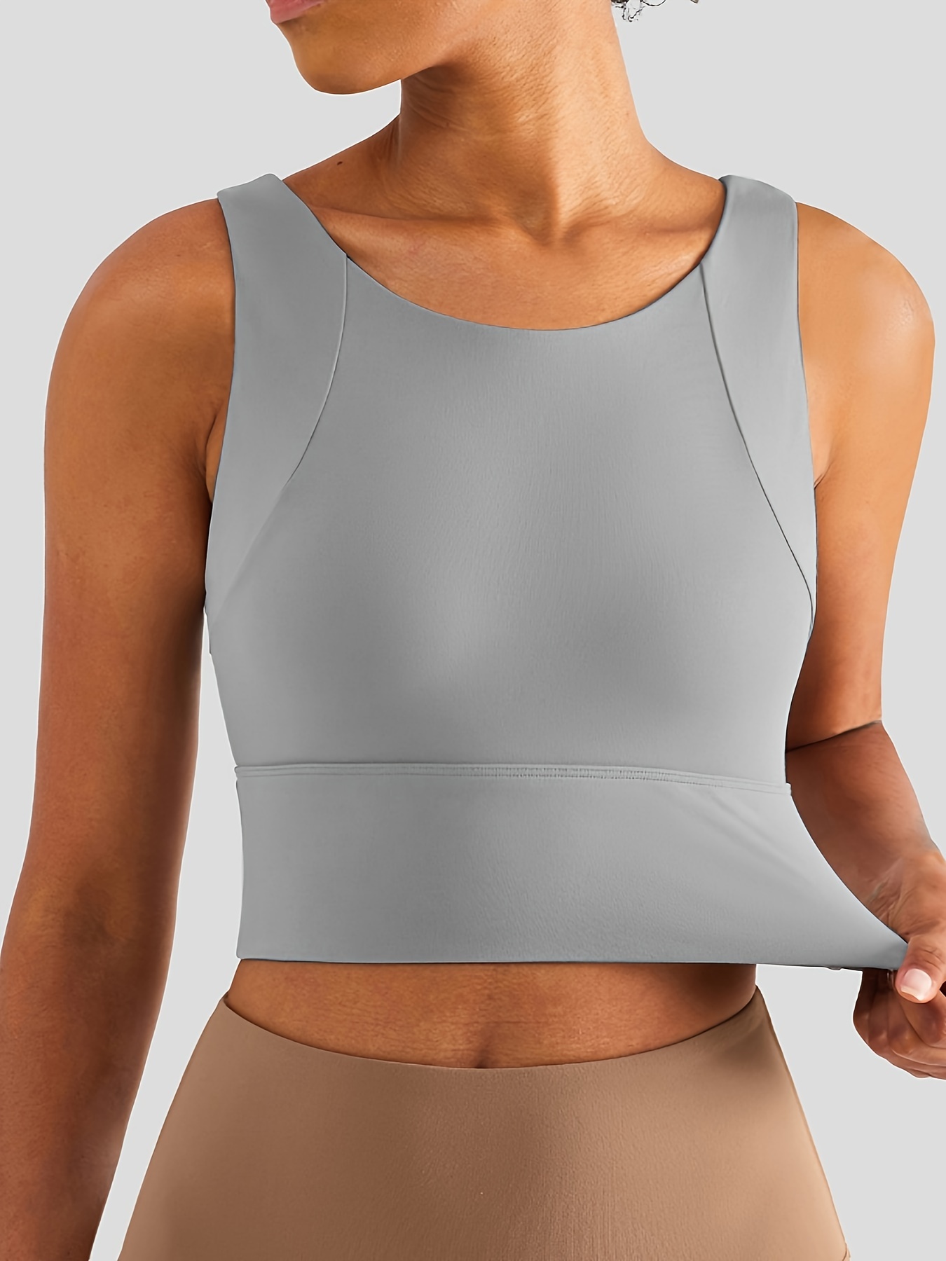 Solid Sports Bra Chest Pad Moisture Wicking Breathable Yoga - Temu