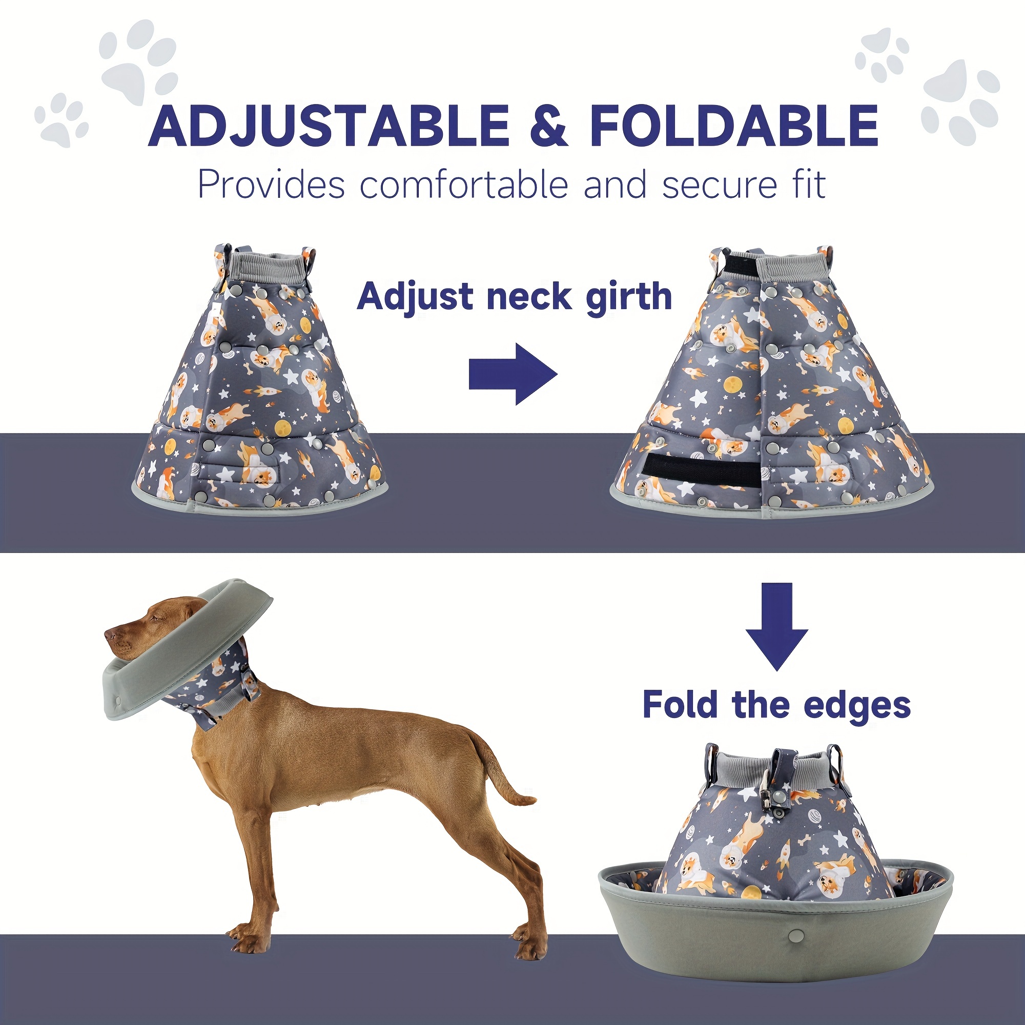 Adjustable Space Dog Graphic Cat Cone Collar