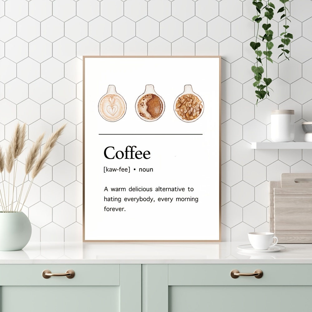 1pc coffee guide poster coffee definition prints coffee wall decor coffee cup canvas painting kitchen wall decor coffee wall pictures 12x8inch 16x12inch frameless
