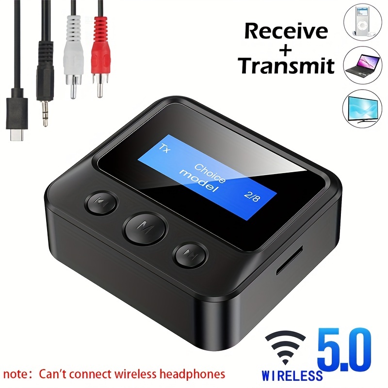 TROND Receptor transmisor Bluetooth 5.0, adaptador Bluetooth para TV,  transmisor de audio inalámbrico 2 en 1 para PC, MP3, gimnasio, avión,  receptor