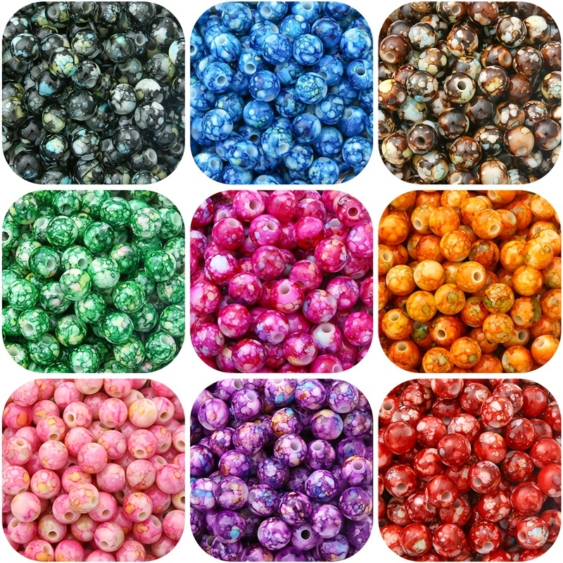 600PCS/Box Transparent Color Glass Beads, Bracelet Making Kit, Glass Beads  For Jewelry Making, 24 Color Round Gemstone Beads, For Birthday Gift
