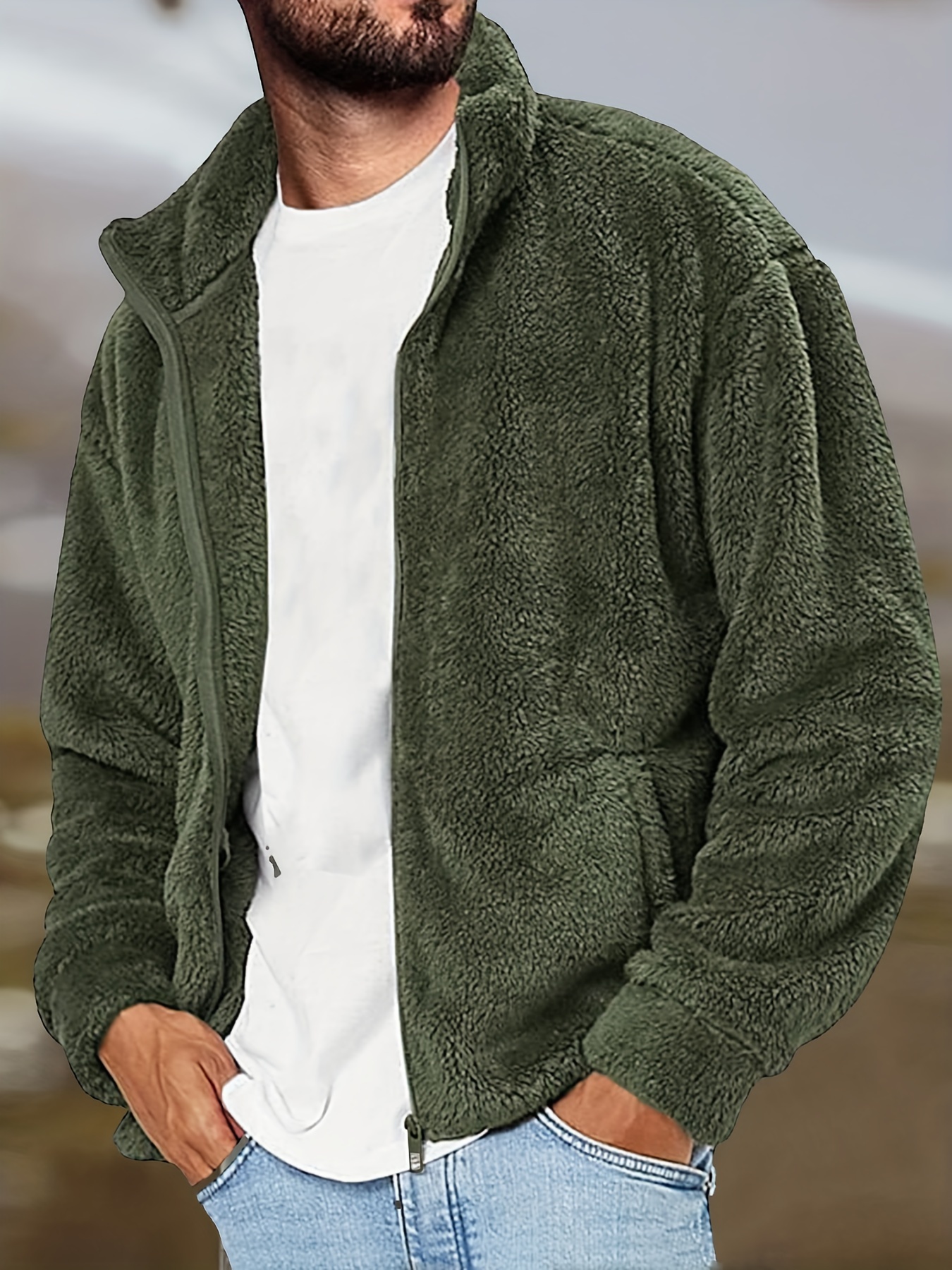 Men's Polar Fleece Jacket - Green