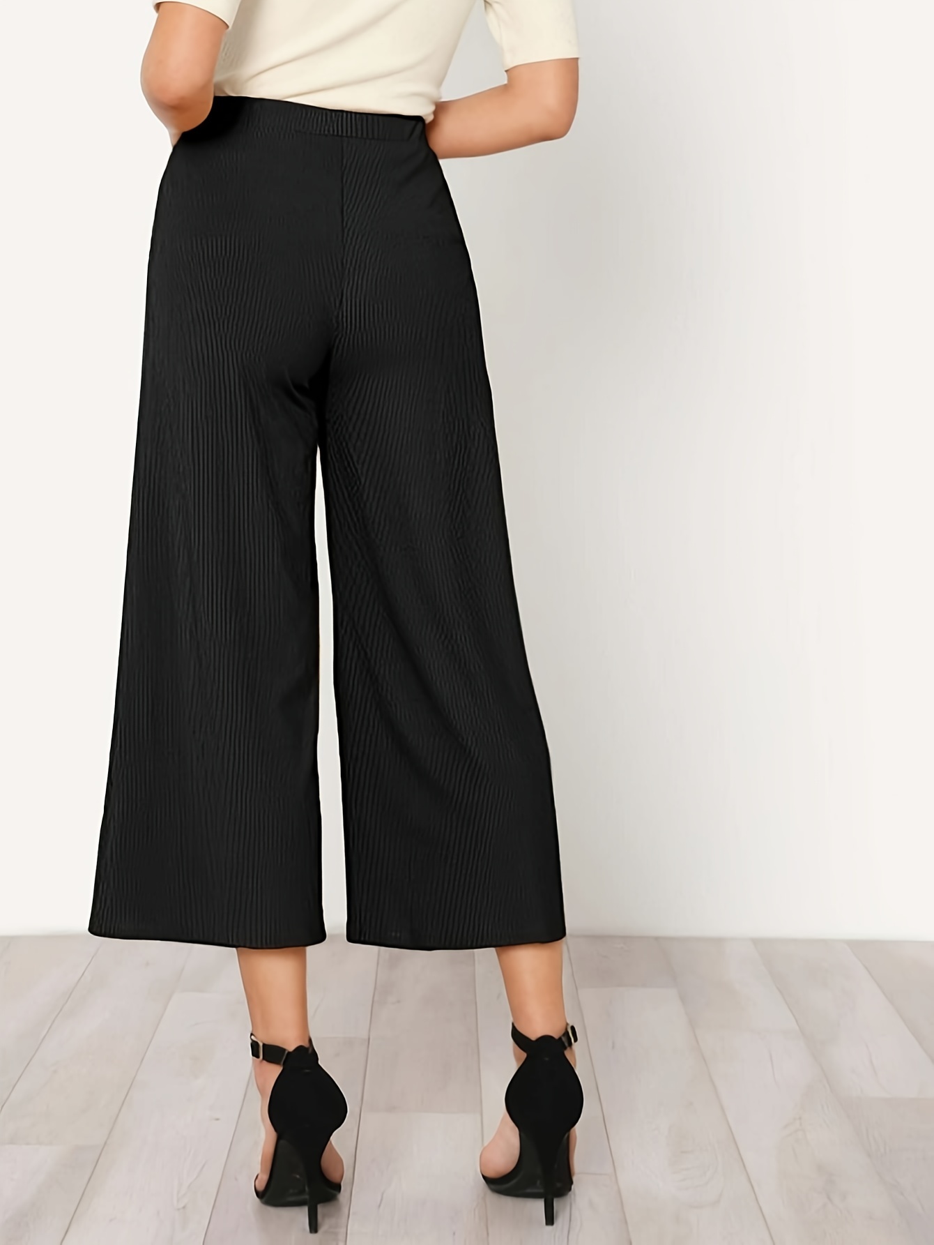 High Waist Wide Leg Pants, Solid Casual Pants, Women's Clothing