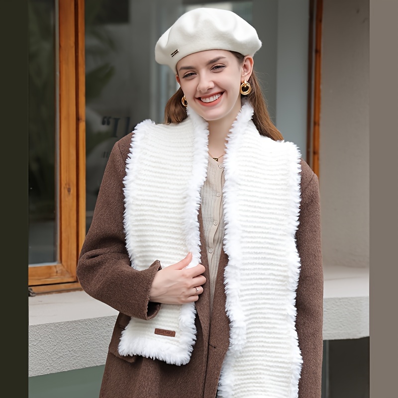 1pc Ladies' Thickened Warm Plush Turkey Feather Scarf, Ideal For Daily Wear