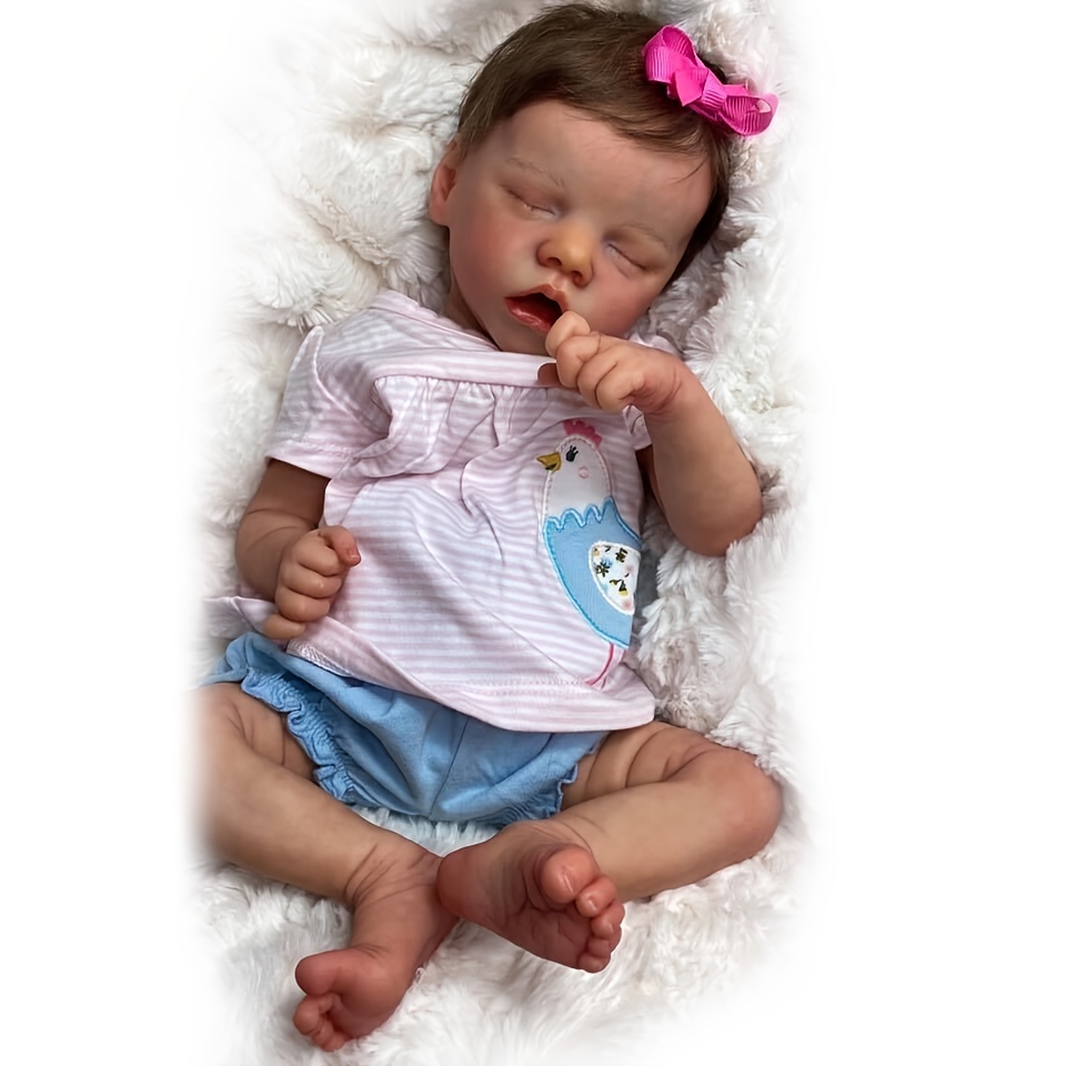 18インチプレミアムベビーリボーンドール、かわいい眠っている女の赤ちゃん、詳細な手描き、リアルなソフトタッチ、収集価値のあるアートドール