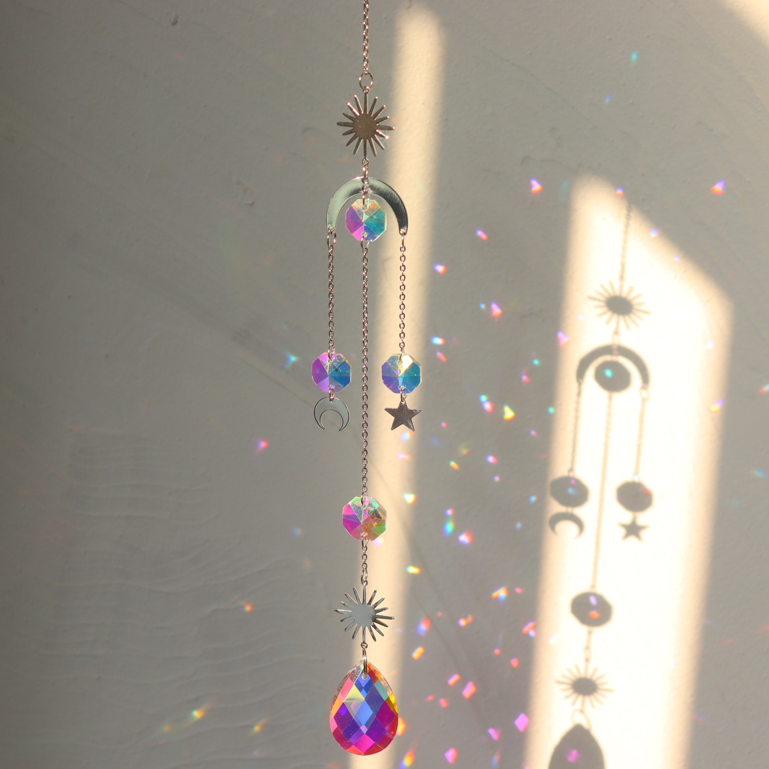 Handmade Silver Crystal Sun Catcher Crystal Beads Pendants - Temu