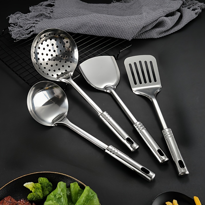 Utensilios de cocina modernos de acero inoxidable, utensilios domésticos,  cuchara, pala, espátula, accesorios, suministros, 7 Uds./