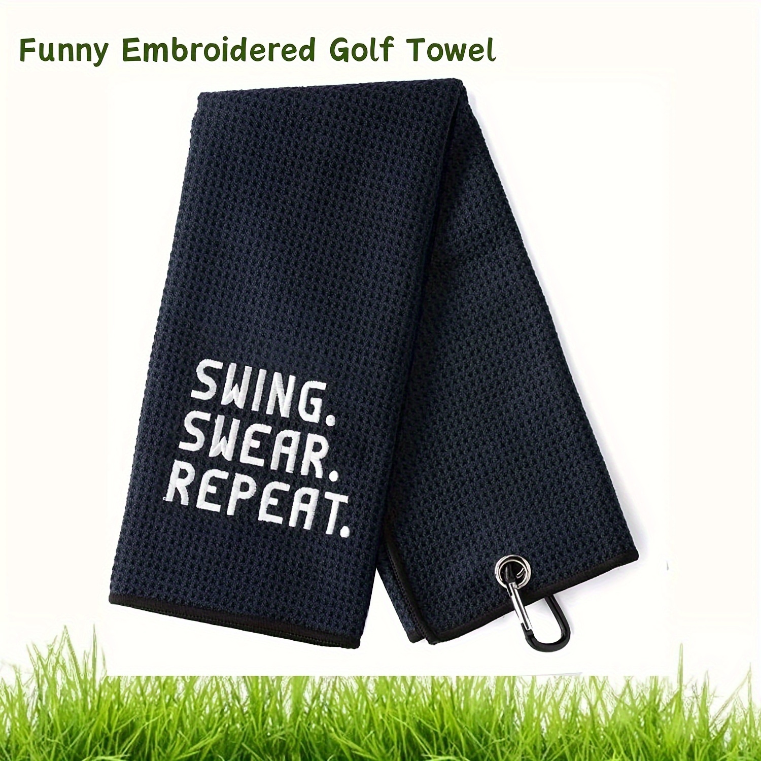 Funny Golf Towel, Swing Swear Repeat, Golf Gifts for Men - Golf Accessories  for Men, Embroidered Golf Towels for Golf Bags with Clip, Black Black-swing  Swear Repeat