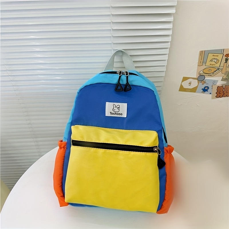 Children's Block Backpack Canvas Large Capacity Schoolbag