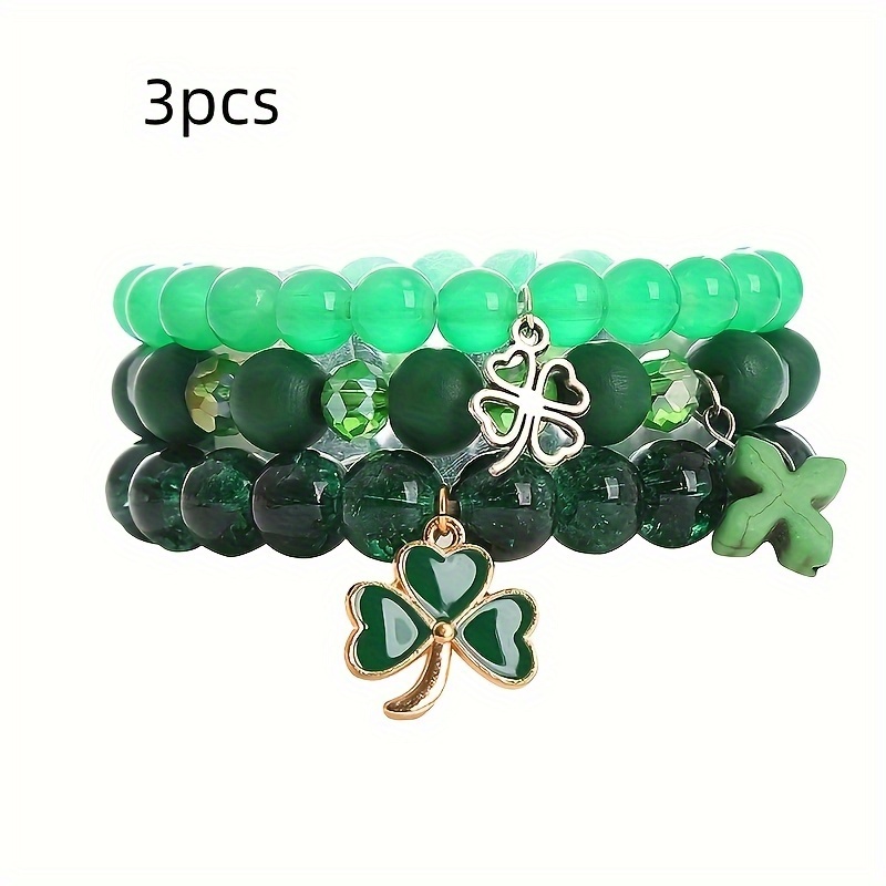 Heart Charm Beads Layered Bracelet Set Pompomia Bracelet - Temu