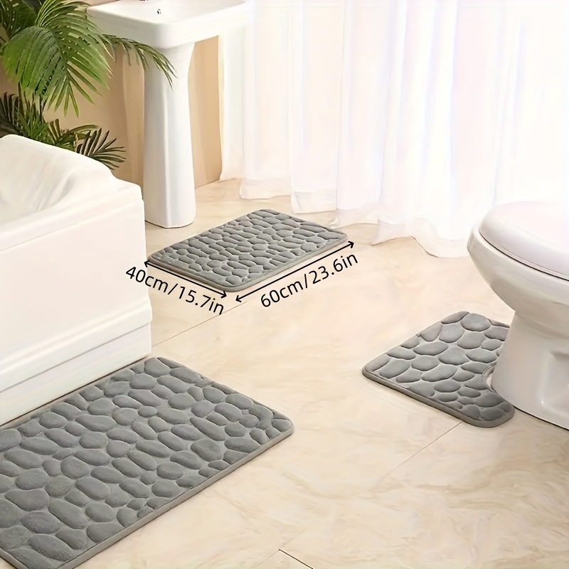 Memory Foam Bath Mat Cobblestone Bathroom Rugs Super Water - Temu