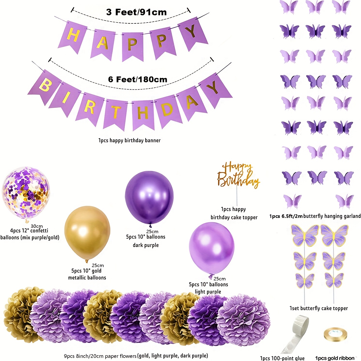 Purple & Gold Birthday Party Decorations