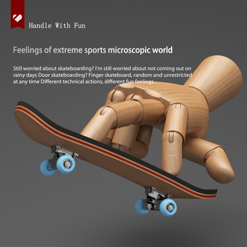 Finger Skateboard with Light and Extra Wheels