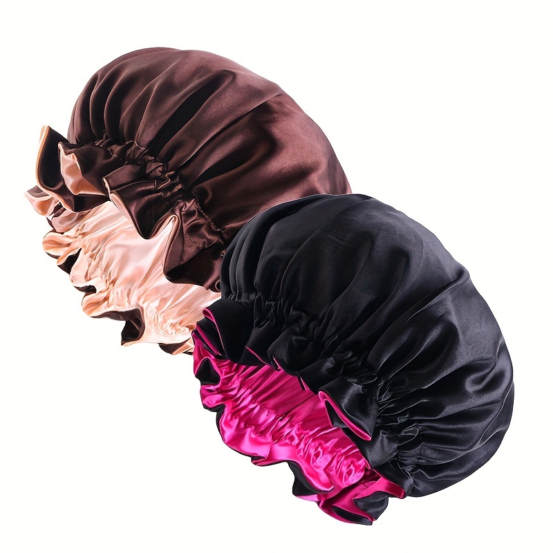 2pcs Set Of Color-block Double-layer Sleeping Caps, African Style Contrast Headscarf Hats, Beauty Care Hats