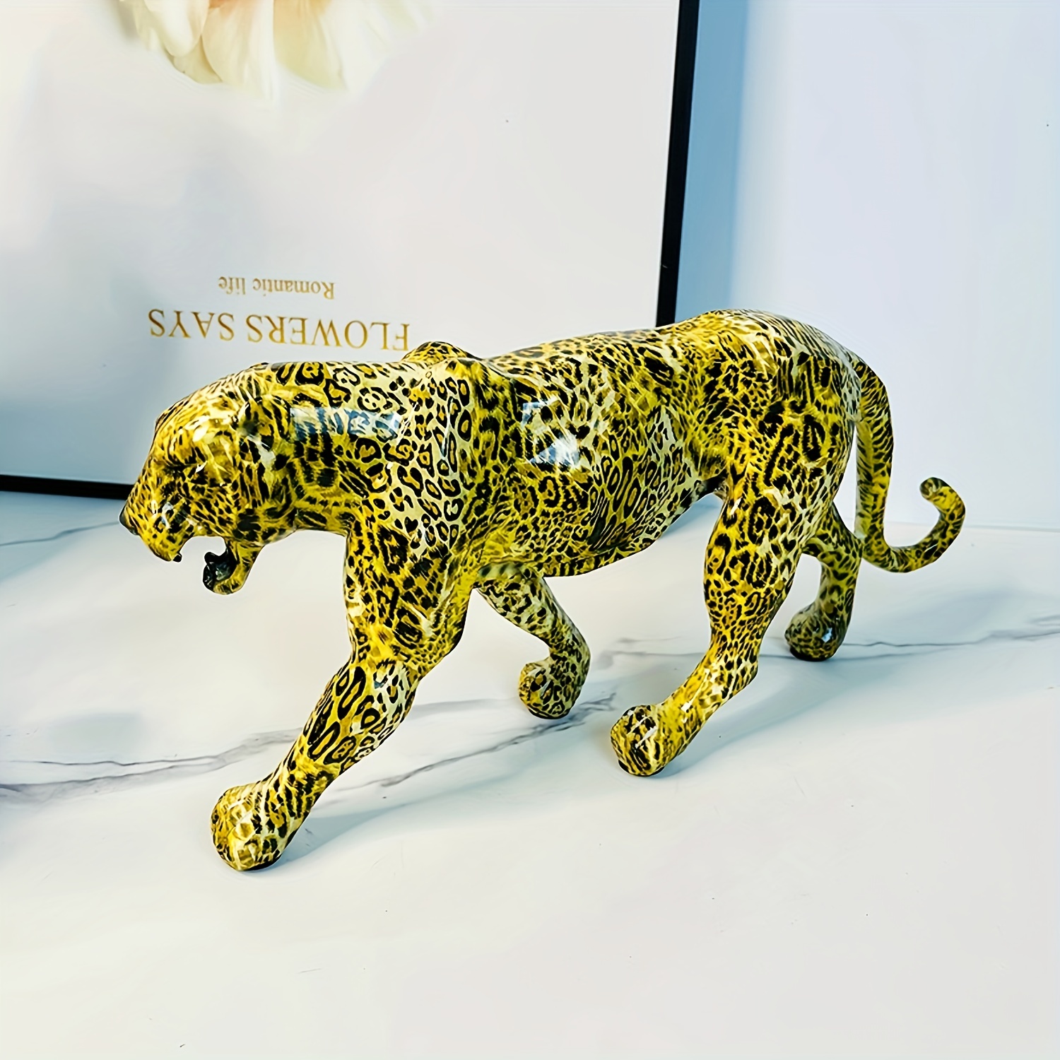 Colorful Abstract Leopard Statue Leopard Sculpture Hand - Temu Australia