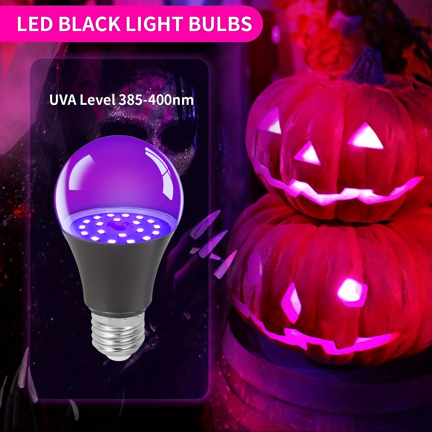 OUSIDE Ampoule UV E27, 15W LED Lumiere Noire Ampoules,85-256V Lampe LED  Ultraviolet Éclairage Décoratif Pour Noël, Peinture Corporelle,Soirée