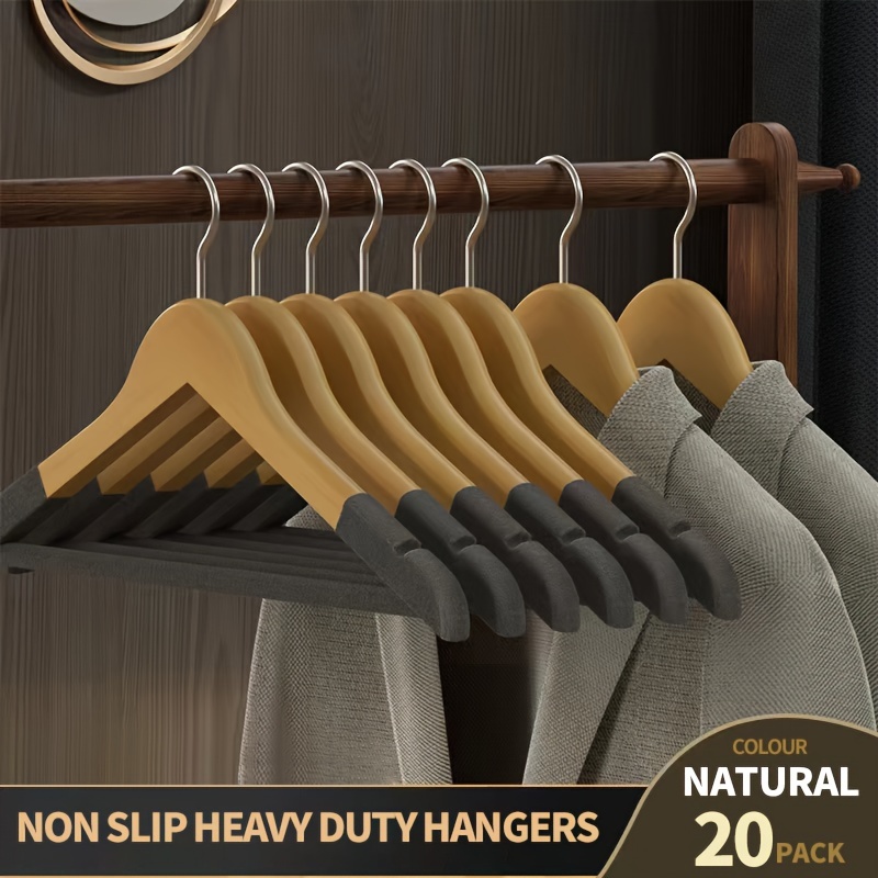 Non-slip Wooden Clothes Hangers Withe Grooves, Solid Wood Drying