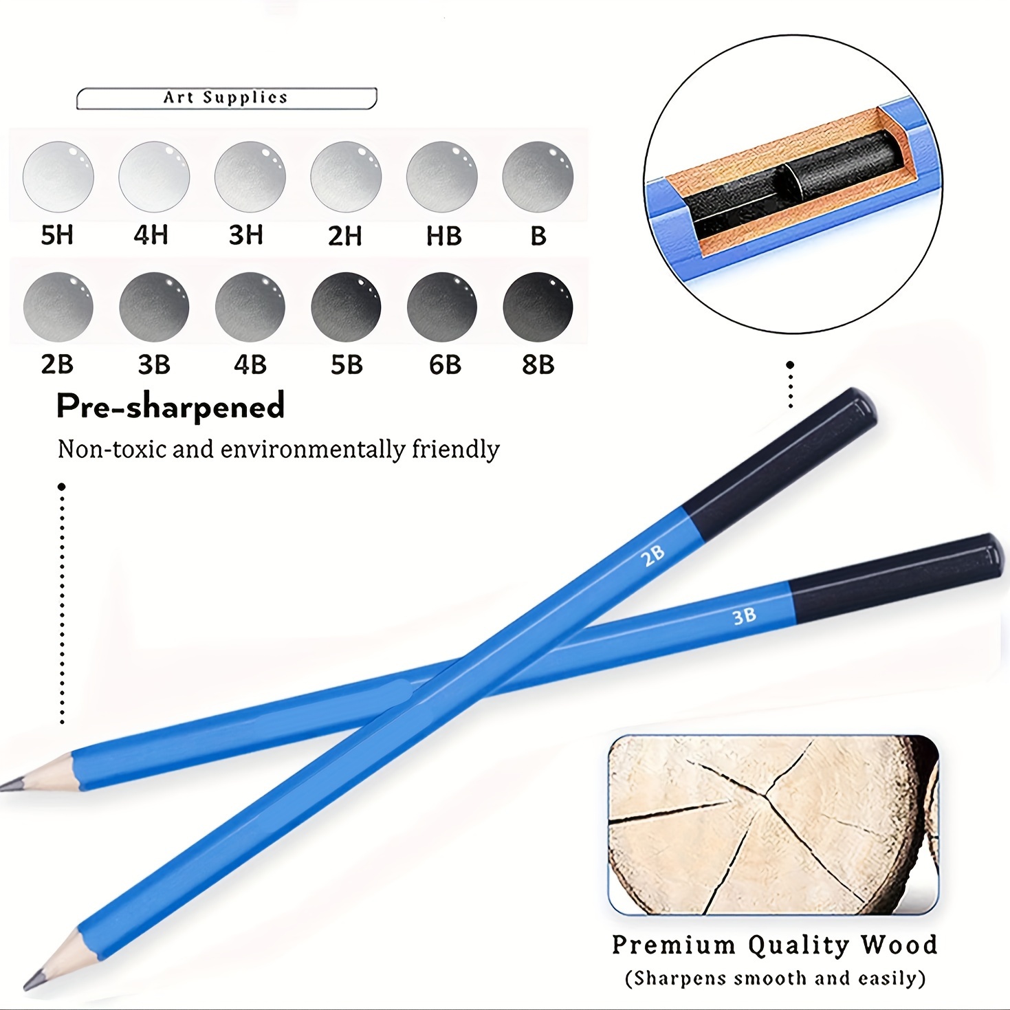 Professional Drawing Sketch Pencils Medium Size (8b 2h) - Temu