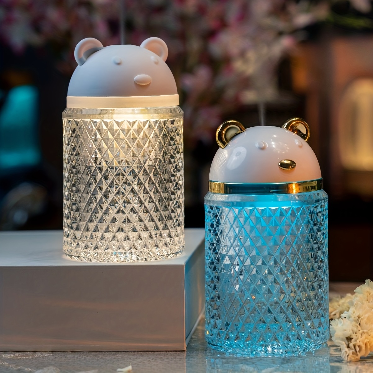 1pc bear humidifier bedroom home car water supplement artifact desktop aromatherapy sprayer night light multi functional humidifier small appliance details 1
