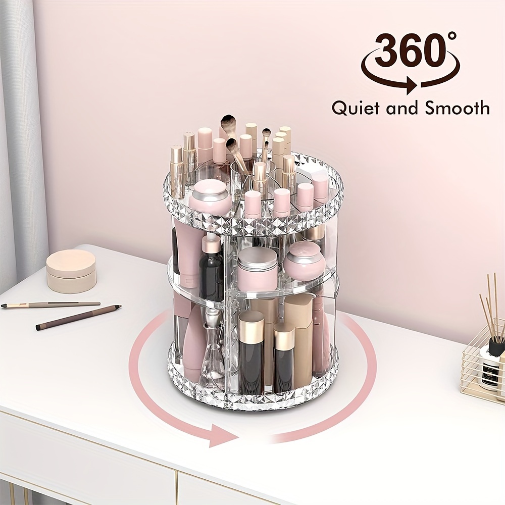 360 Degrees Rotating Makeup Brush Organizer Transparent - Temu