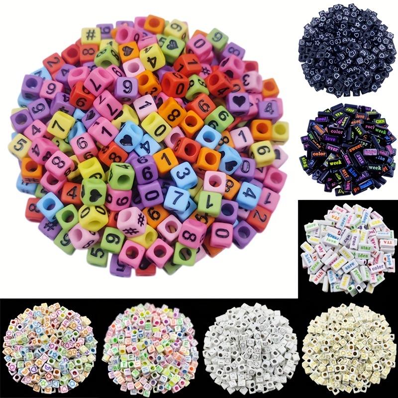 500 cuentas de letras de plástico, cuentas coloridas con agujero,  accesorios de bricolaje para hacer pulseras, collares, joyas