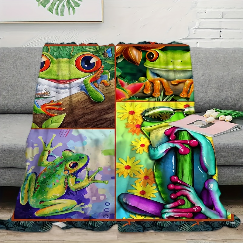 Funny Frog Blanket Soft Flannel Blanket Comfortable Plush - Temu