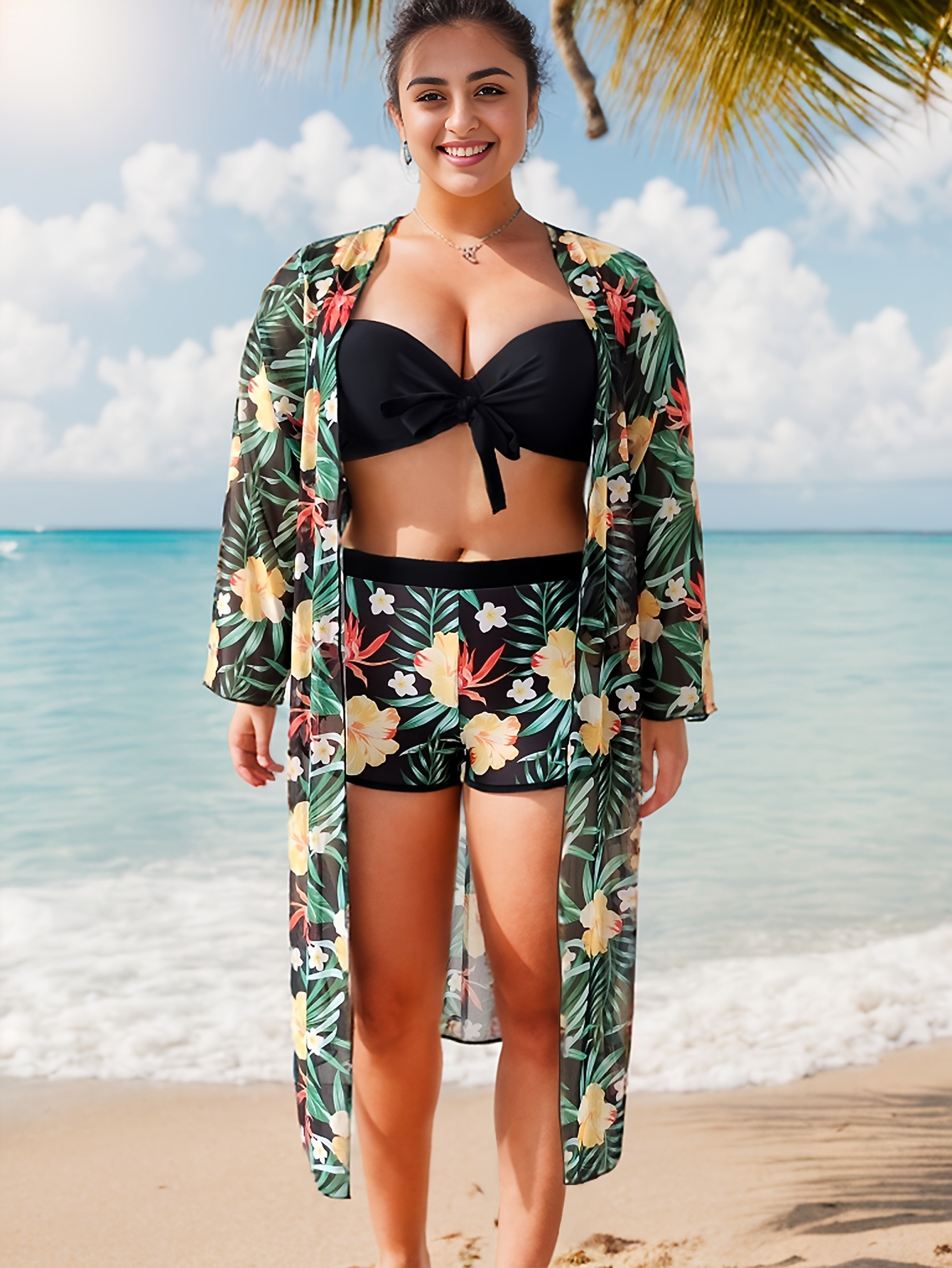 Plus Size Vacay Bikini Set Women's Plus Tropical Print - Temu