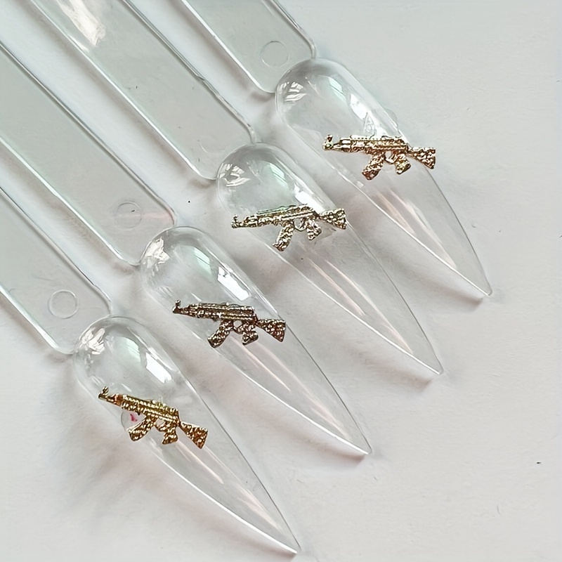 Luxury Nail Art Charms 3d Alloy Gun Shaped Rhinestone Nail Art Jewelry For Nail  Art Diy - Temu