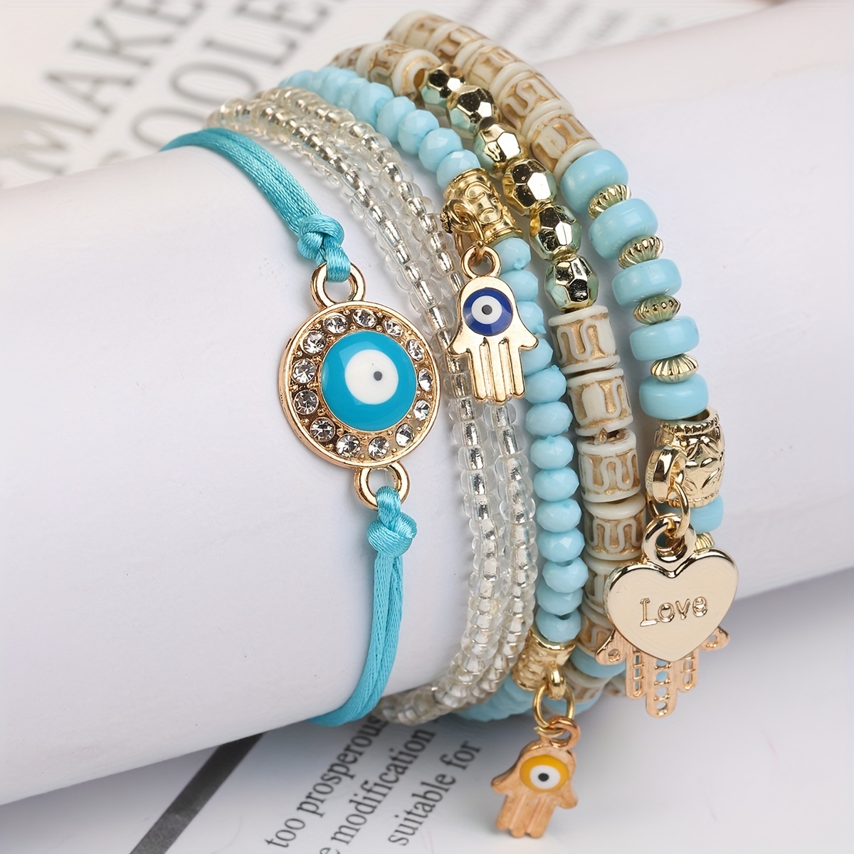6 Pcs Multilayer Boho Beaded Bracelet Set for Men and Women