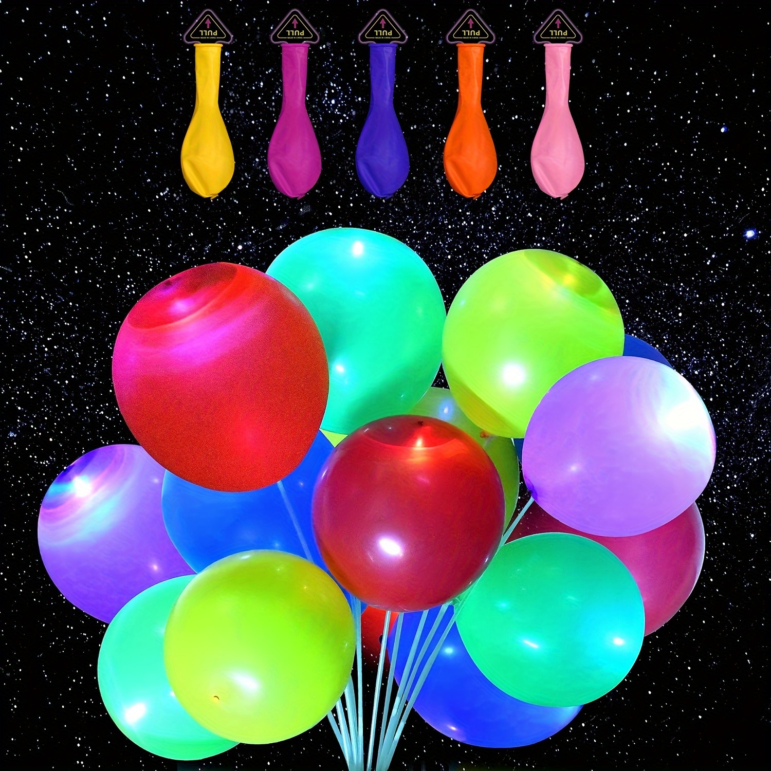 50 globos de neón de 12 pulgadas que brillan en la oscuridad, globos UV de  lunares negros, globos de látex fluorescentes para cumpleaños, bodas