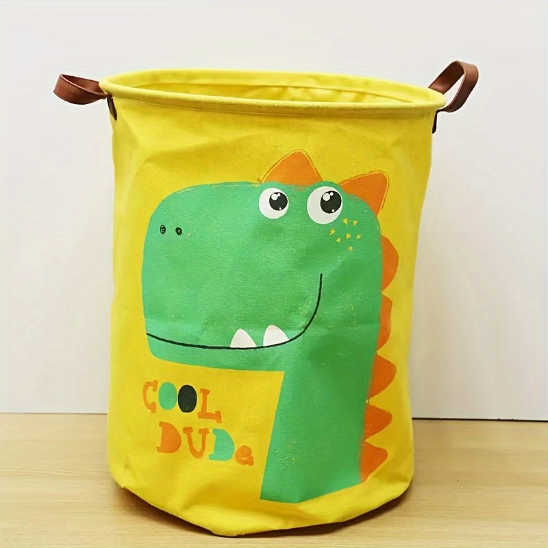 Cesta de lavandería plegable de dinosaurio con asas, cesta de ropa plegable  sucia, fácil de transportar, cesta de almacenamiento redonda para