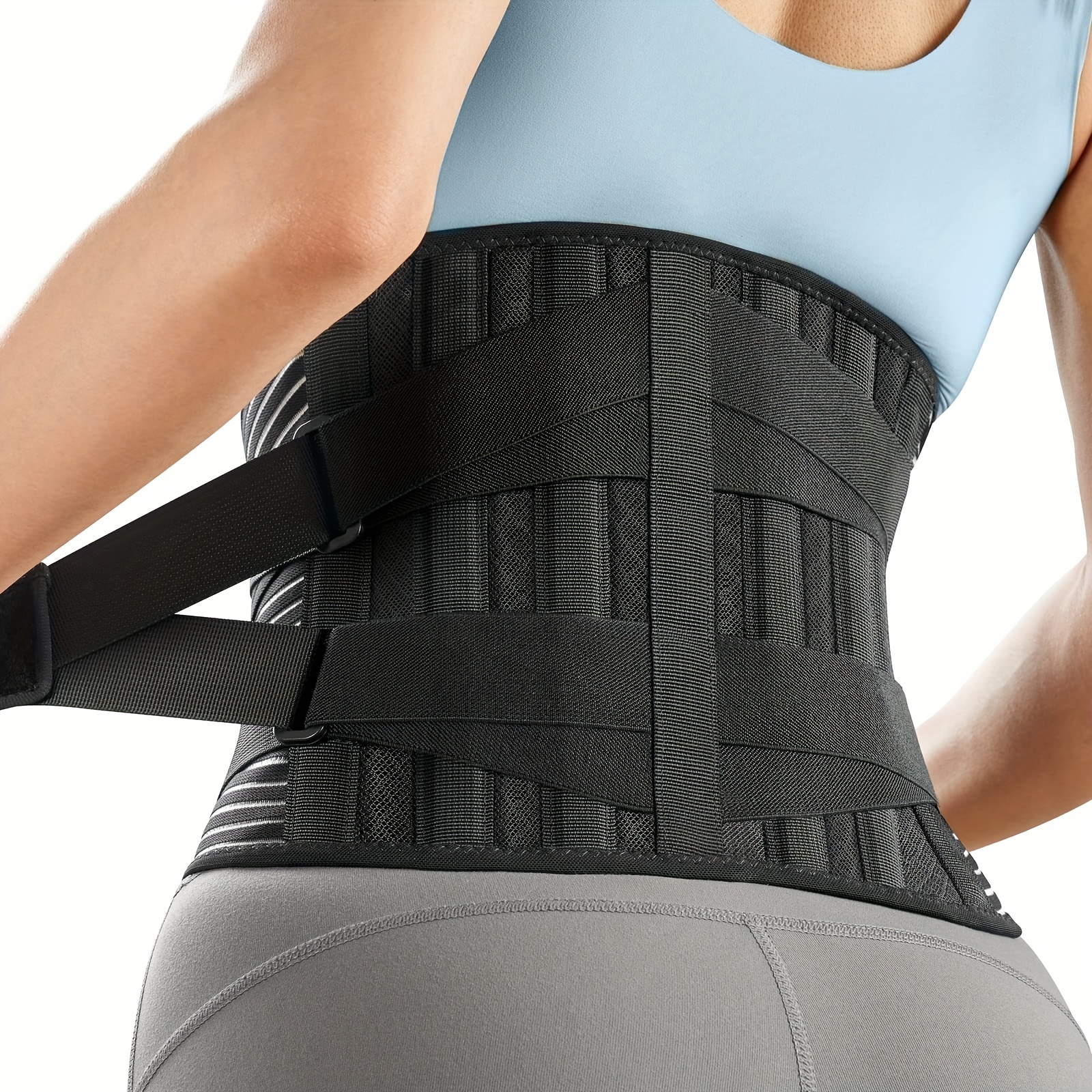 Unisex Back Support With Adjustable Support Straps For Back Pain