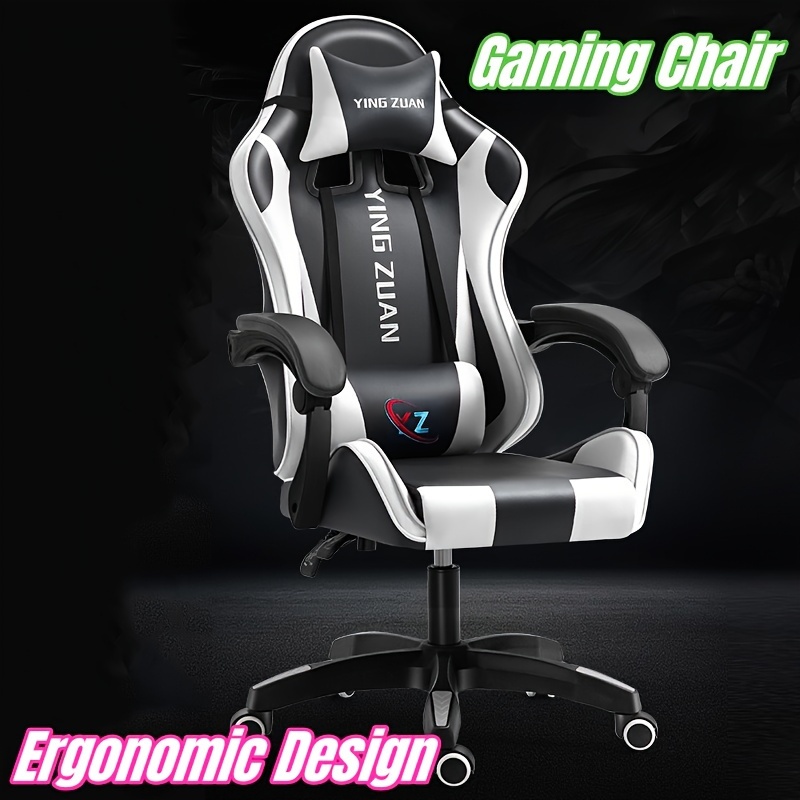 Silla ergonómica para juegos de PC, silla de oficina, silla de escritorio  de piel sintética, silla ejecutiva para computadora con soporte lumbar y