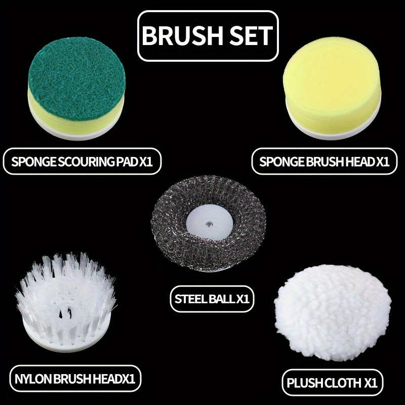 Cordless Electric Spin Scrubber - 5 Replaceable Brush Heads, Usb  Rechargeable 360° Cleaning Brush For Wall Tub Vanity! For Commercial  Cleaning Services/shops - Temu