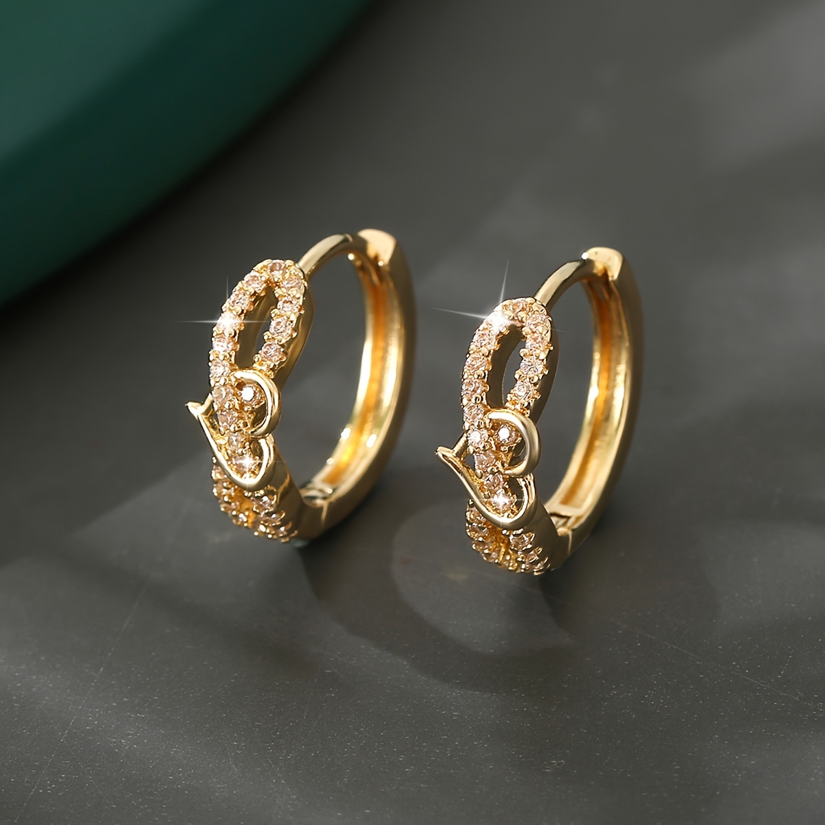 Elegant Copper Bowknot Hoop Earrings With Sparkling Zirconia - Nickel-free, Perfect For Casual Attire & Valentine's Gift